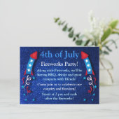 Glittery Fireworks Rocket Julket 4th Uitnodigingen (Staand voorkant)