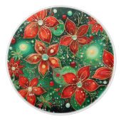 Glittery Floral Christmas Sequence Keramische Knop (Voorkant)