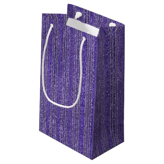 Glittery Gestreepte Gift Bag Klein Cadeauzakje (Achterkant Gekanteld)
