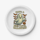 Glittery Ghost - Een vrolijke Halloween Papieren Bordje (Voorkant)