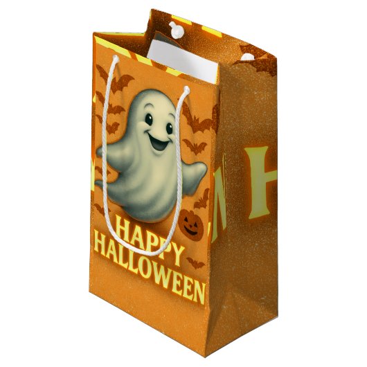 Glittery Ghost Halloween Klein Cadeauzakje (Voorkant Gekanteld)
