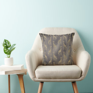 Glittery Giraffe op Glossy Grey Kussen