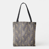 Glittery Giraffe op Glossy Grey Tote Bag (Achterkant)