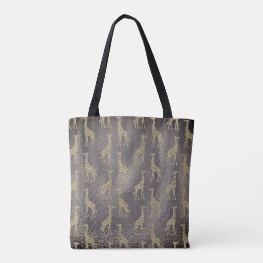 Glittery Giraffe op Glossy Grey Tote Bag (Achterkant)