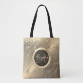 Glittery Giraffes op Glitzy Gold Monogram Canvas t Tote Bag (Voorkant)
