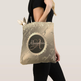 Glittery Giraffes op Glitzy Gold Monogram Canvas t Tote Bag