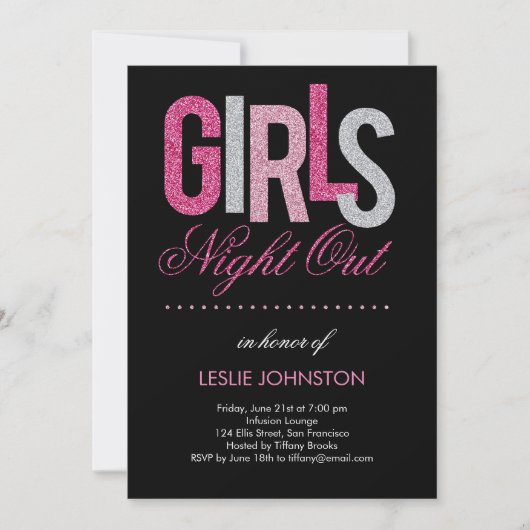 Glittery Girls Night Out / Bachelorette Party Kaart (Voorkant)