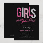 Glittery Girls Night Out Bachelorette Party Uitnod Feestdagenkaart (Voorkant / Achterkant)
