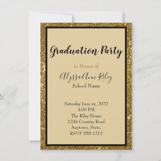 Glittery glam foto Graduparty Uitnodiging (Achterkant)