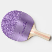 Glittery Glam Royal Paarse naam Tafeltennisbatje (Zijkant)