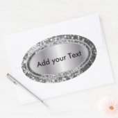 Glittery Glam Silver Sparkles Ovale Sticker (Envelop)