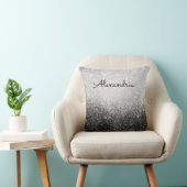 Glittery Glam Zilver en Zwart Gepersonaliseerd Kussen (Stoel)
