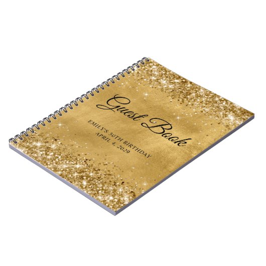 Glittery Gold 50e verjaardag Gastenboek Notitieboek (Linkerzijde)
