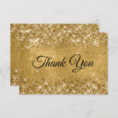 Glittery Gold 50ste verjaardag Bedankkaart (Voorkant / Achterkant)