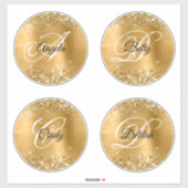 Glittery Gold 6" Circles Fancy Monogram Sticker (Vel)
