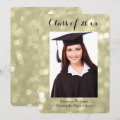 Glittery Gold Afstuderen Foto aankondiging (Voorkant / Achterkant)
