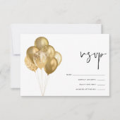 Glittery Gold Balloons Verjaardagsfeest RSVP (Voorkant)