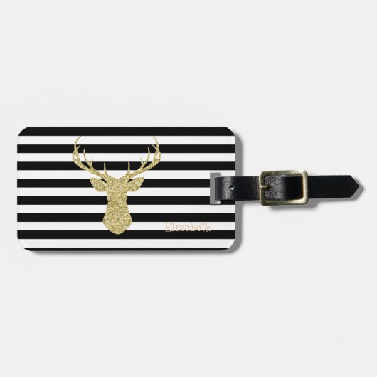 Glittery Gold Beste, zwarte strepes, speciaal gepe Bagagelabel (Voorkant horizontaal)
