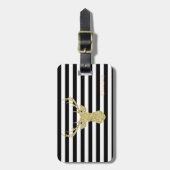 Glittery Gold Beste, zwarte strepes, speciaal gepe Bagagelabel (Voorkant verticaal)