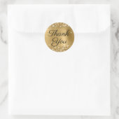 Glittery Gold Black Elegant Calligraphy Hartelijk  Ronde Sticker (Tas)