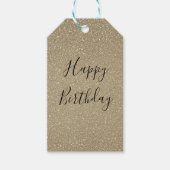 Glittery Gold Black Golden Happy Birthday Sparkly Cadeaulabel (Voorkant)