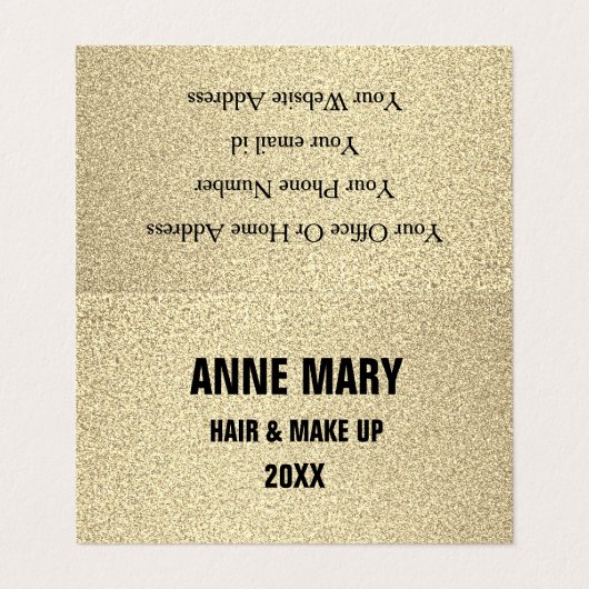 Glittery Gold Black Hair make up Modern Spa 2023 Visitekaartje (Buitenkant ongevouwen)