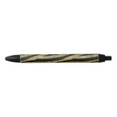 Glittery Gold Black Zebra Stripes Zwarte Inkt Pen (Voorkant)