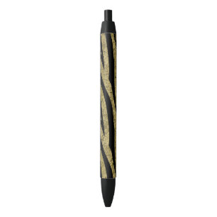 Glittery Gold Black Zebra Stripes Zwarte Inkt Pen