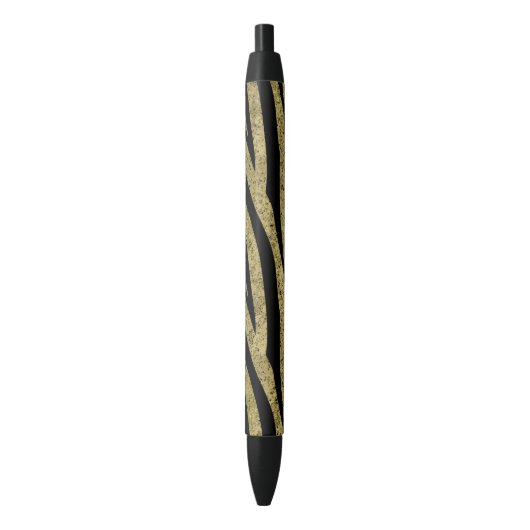 Glittery Gold Black Zebra Stripes Zwarte Inkt Pen (Voorkant Verticaal)