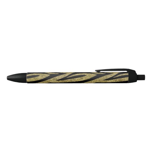 Glittery Gold Black Zebra Stripes Zwarte Inkt Pen (Bovenkant)