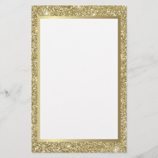 Glittery Gold Border Briefpapier (Voorkant)