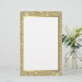 Glittery Gold Border Briefpapier (Staand voorkant)