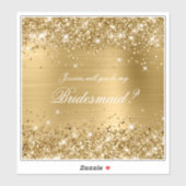 Glittery Gold Bridesmaid-voorstel Gift Box Sticker (Vel)