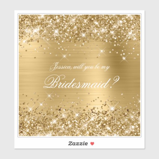 Glittery Gold Bridesmaid-voorstel Gift Box Sticker (Vel)