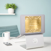 Glittery Gold Bridesmaid-voorstel Gift Box Sticker (Laptop op bureau)