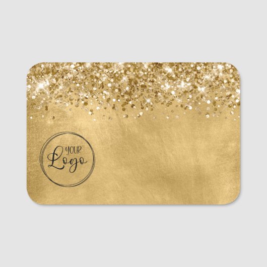 Glittery Gold Business Logo Blank Naamplaatje (Voorkant)