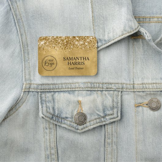 Glittery Gold Business Logo Naamplaatje (In situ)