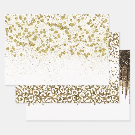 Glittery Gold Confetti Inpakpapier Vel (Set)