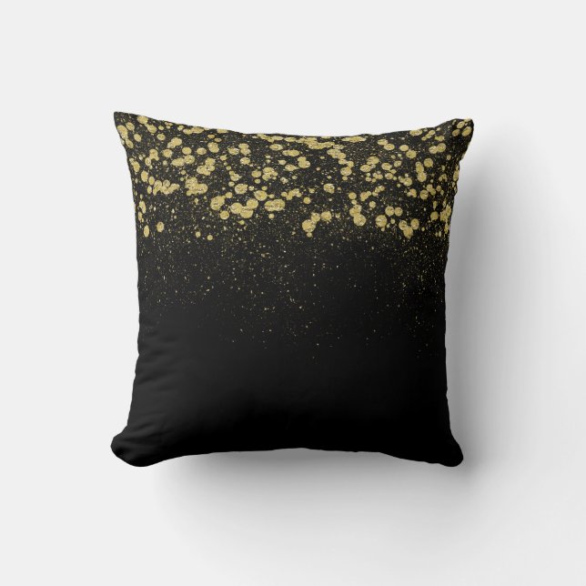 Glittery Gold Confetti Kussen (Voorkant)