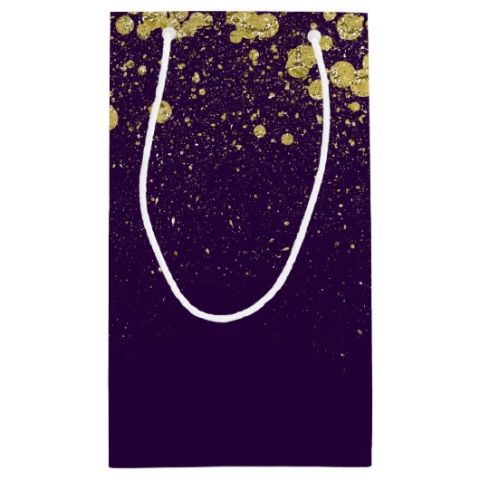 Glittery Gold Confetti op Paarse Klein Cadeauzakje (Achterkant)
