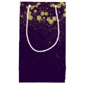 Glittery Gold Confetti op Paarse Klein Cadeauzakje (Voorkant)