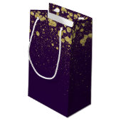 Glittery Gold Confetti op Paarse Klein Cadeauzakje (Achterkant Gekanteld)