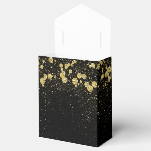 Glittery Gold Confetti op zwart Bedankdoosjes (Geopend)