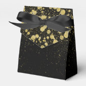 Glittery Gold Confetti op zwart Bedankdoosjes (Voorkant Zijde)