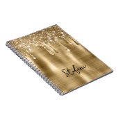 Glittery Gold Drips Twee Naam Plaats Kaarten Notitieboek (Rechterzijde)