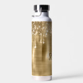 Glittery Gold Drips Twee Naam Plaats Kaarten Waterfles (Rechts)
