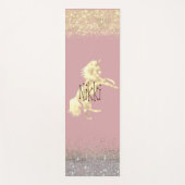 Glittery Gold Eenhoorn gepersonaliseerd Yogamat (Voorkant)