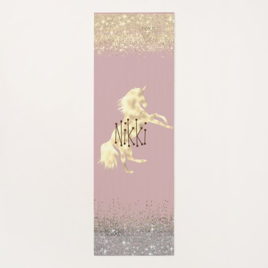 Glittery Gold Eenhoorn gepersonaliseerd Yogamat (Achterkant)
