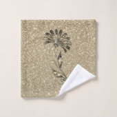 Glittery Gold Elegant Floral Bad Handdoek (Wasdoekje)