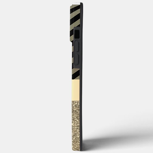 Glittery Gold en Black Chevron gepersonaliseerd Case-Mate iPhone Case (Achterkant / Links)